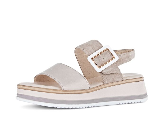 Gabor Plateau Sandale Beige - Materialmix Leder