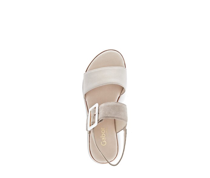 Gabor Plateau Sandale Beige - Materialmix Leder