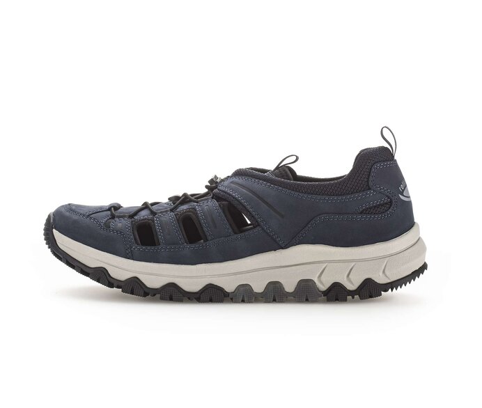 Gabor Rollingsoft Sneaker Low Blau - Materialmix Leder/Textil