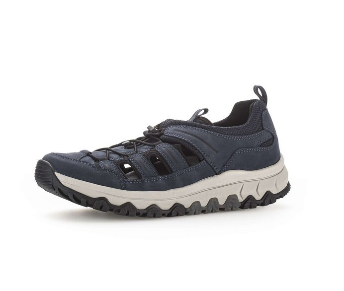 Gabor Rollingsoft Sneaker Low Blau - Materialmix Leder/Textil