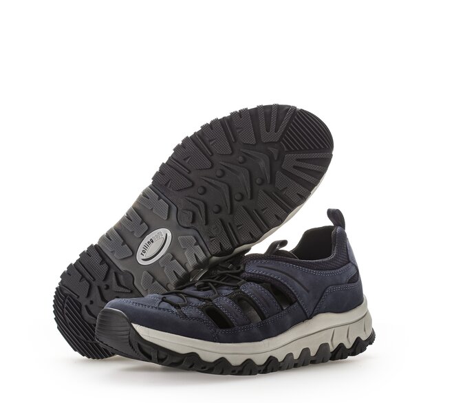Gabor Rollingsoft Sneaker Low Blau - Materialmix Leder/Textil