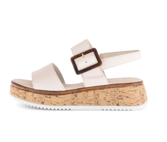 Gabor Plateau Sandale Creme - Glattleder