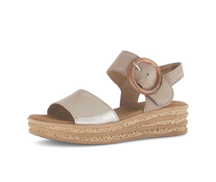 Gabor Plateau Sandale Beige - Materialmix Leder