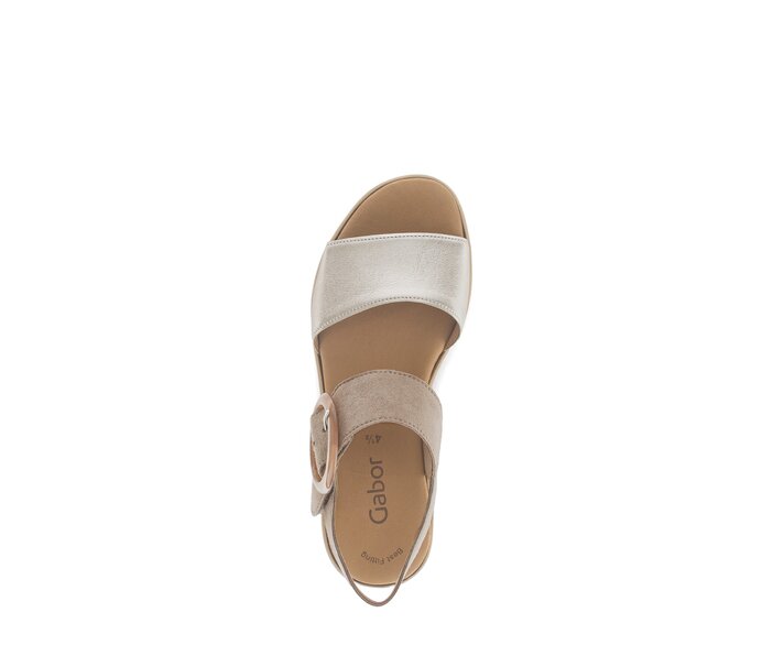 Gabor Plateau Sandale Beige - Materialmix Leder