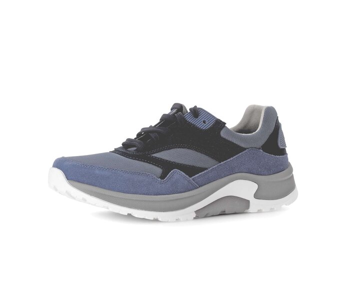 Gabor Rollingsoft Sneaker Low Blau - Materialmix Leder/Textil