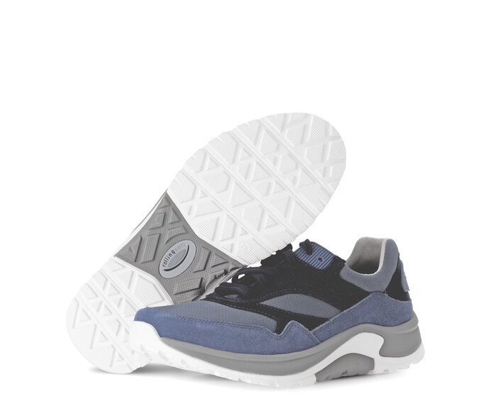 Gabor Rollingsoft Sneaker Low Blau - Materialmix Leder/Textil