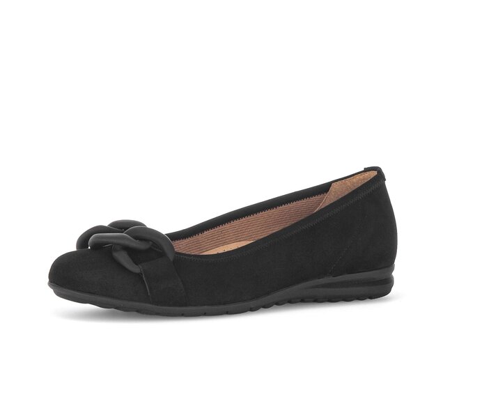 Gabor Sportliche Ballerina Schwarz - Rauleder