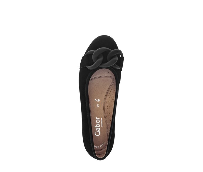 Gabor Sportliche Ballerina Schwarz - Rauleder