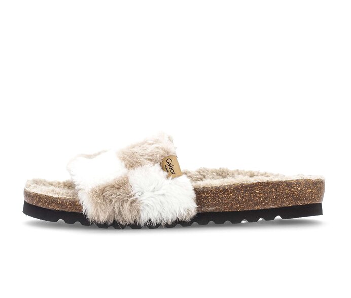 Gabor Plüschhausschuh Beige - Textil