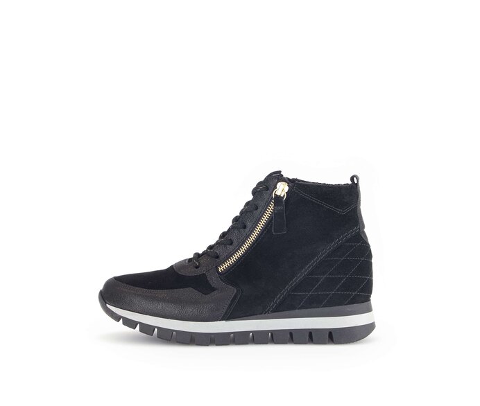 Gabor Sportliche Stiefelette Schwarz - Materialmix Leder