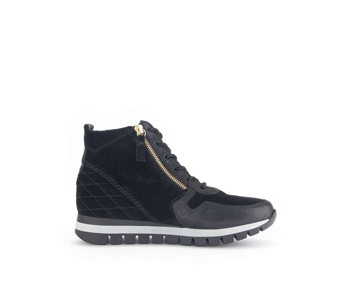 Gabor Sportliche Stiefelette Schwarz - Materialmix Leder