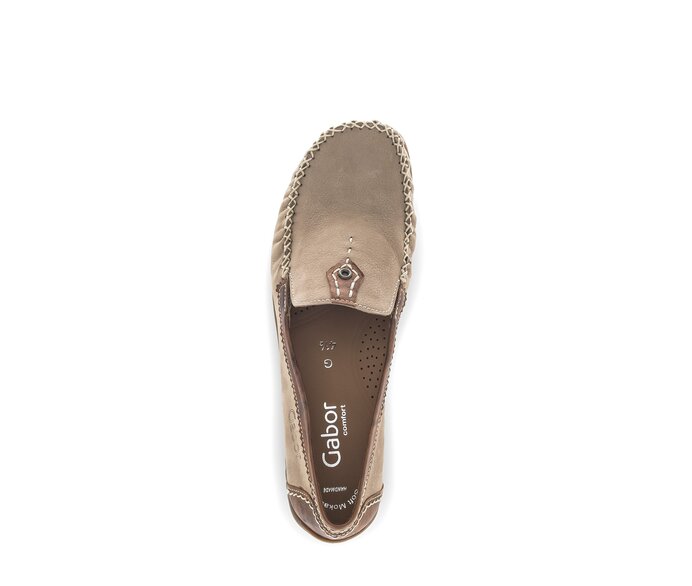 Gabor Mokassin Beige - Materialmix Leder