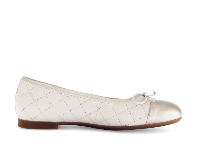 Gabor Eleganter Ballerina Creme - Materialmix Leder