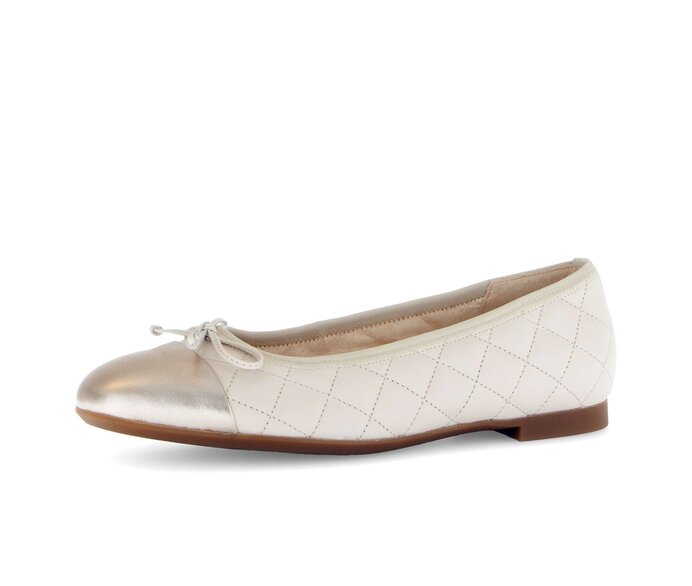 Gabor Eleganter Ballerina Creme - Materialmix Leder