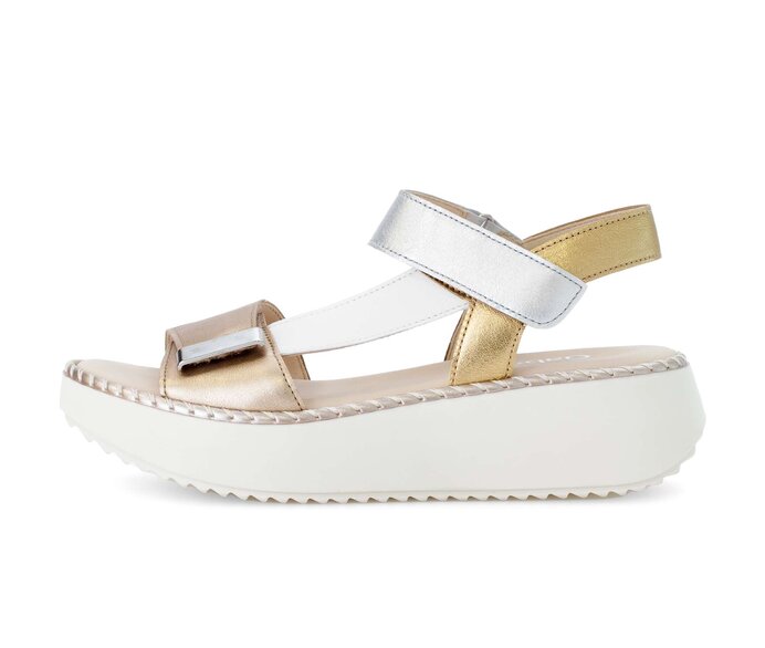 Gabor Plateau Sandale Beige - Materialmix Leder