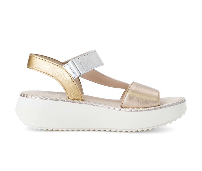 Gabor Plateau Sandale Beige - Materialmix Leder