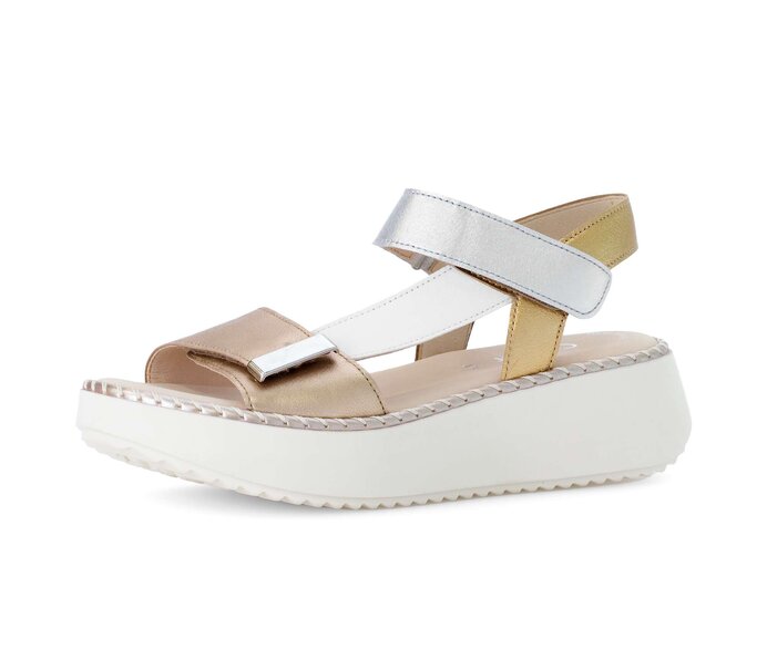 Gabor Plateau Sandale Beige - Materialmix Leder