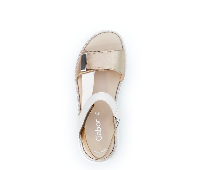Gabor Plateau Sandale Beige - Materialmix Leder