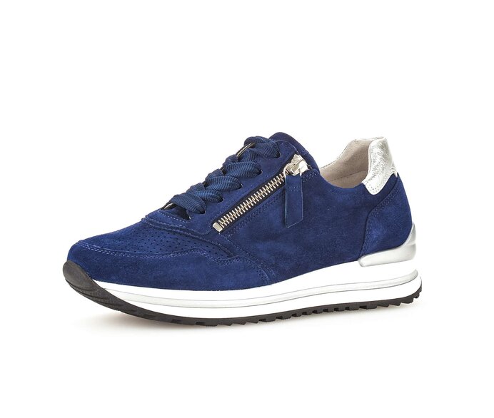 Gabor Sneaker Low Blau - Materialmix Leder