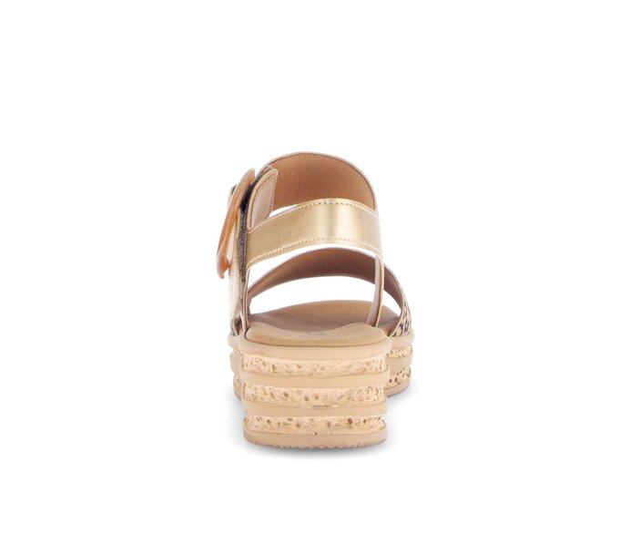 Gabor Plateau Sandale Beige - Materialmix Leder