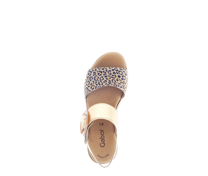 Gabor Plateau Sandale Beige - Materialmix Leder