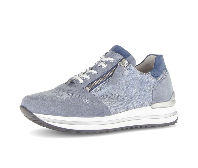 Gabor Sneaker Low Blau - Materialmix Leder