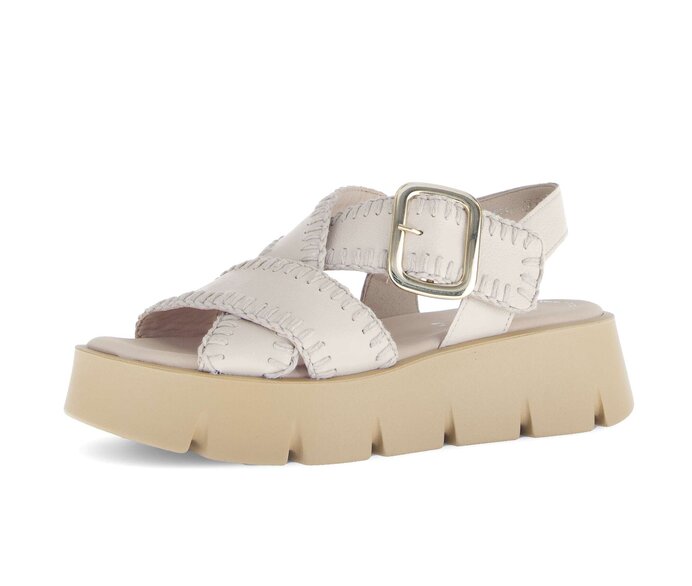 Gabor Plateau Sandale Creme - Glattleder