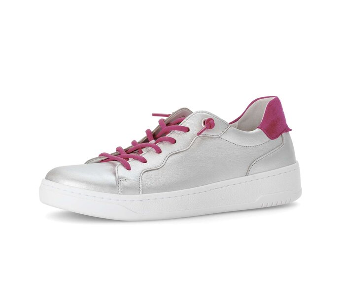 Gabor Sneaker Low Silber - Materialmix Leder