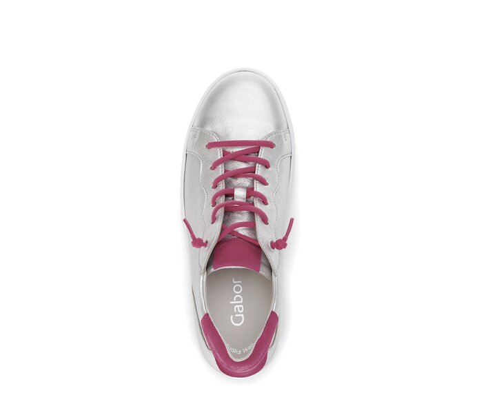 Gabor Sneaker Low Silber - Materialmix Leder