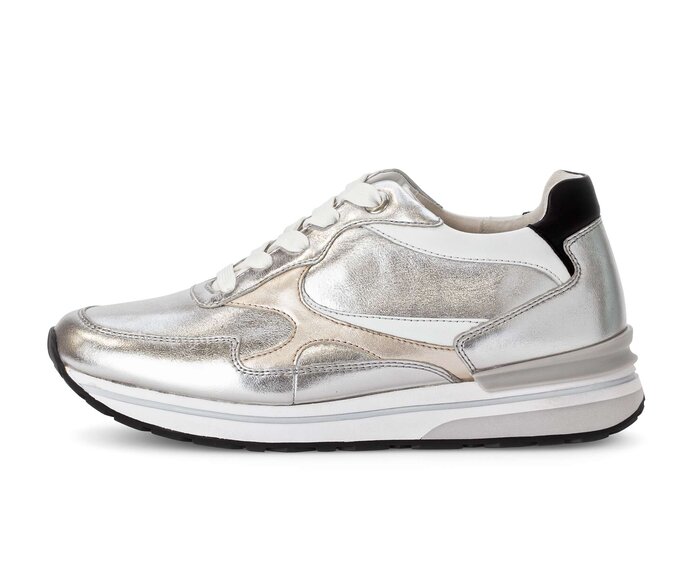 Gabor Sneaker Low Silber - Materialmix Leder