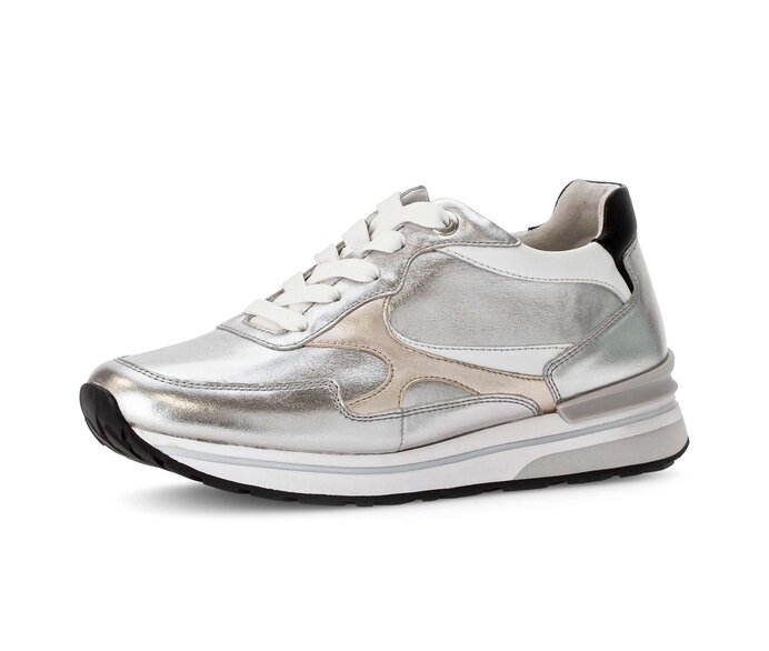 Gabor Sneaker Low Silber - Materialmix Leder