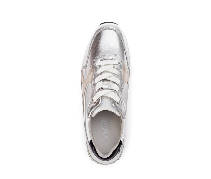 Gabor Sneaker Low Silber - Materialmix Leder