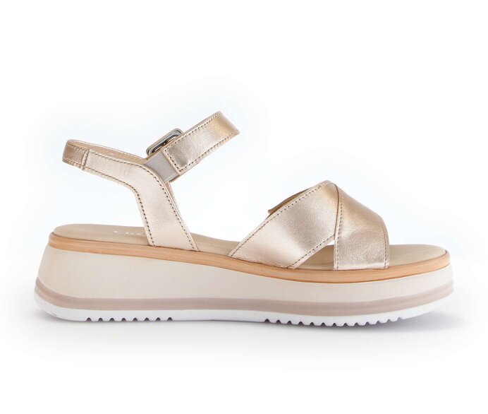 Gabor Plateau Sandale Gold - Effektleder