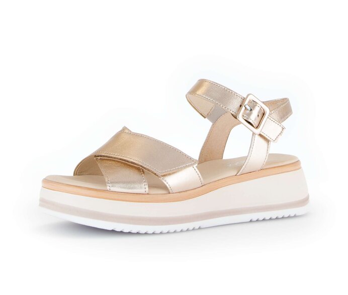 Gabor Plateau Sandale Gold - Effektleder
