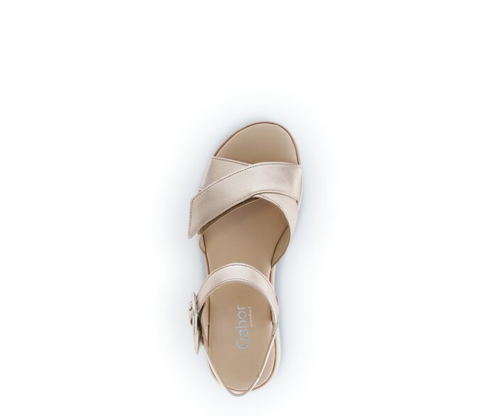 Gabor Plateau Sandale Gold - Effektleder