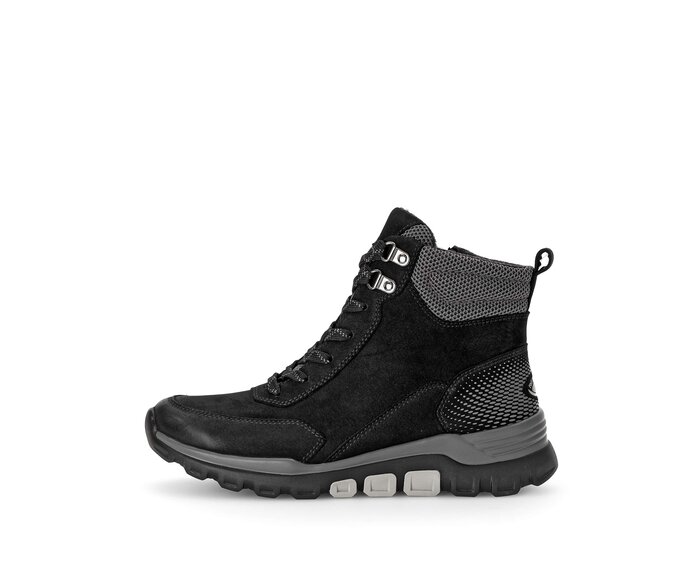 Gabor Sportliche Stiefelette Schwarz - Rauleder