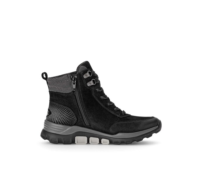 Gabor Sportliche Stiefelette Schwarz - Rauleder