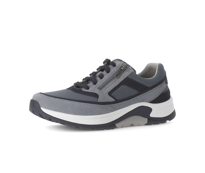 Gabor Rollingsoft Sneaker Low Blau - Materialmix Leder/Textil