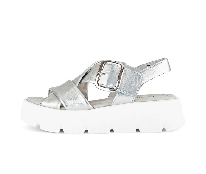 Gabor Plateau Sandale Silber - Effektleder