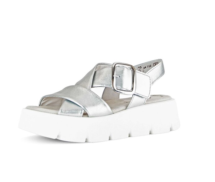 Gabor Plateau Sandale Silber - Effektleder