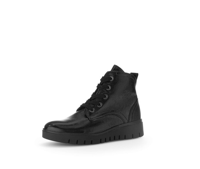 Gabor Sportliche Stiefelette Schwarz - Lackleder