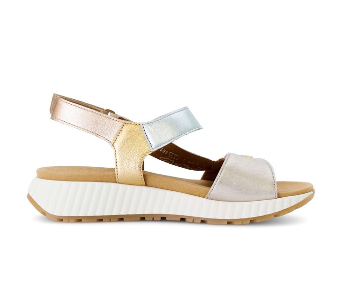 Gabor Riemchensandale Gold - Materialmix Leder