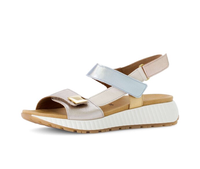 Gabor Riemchensandale Gold - Materialmix Leder