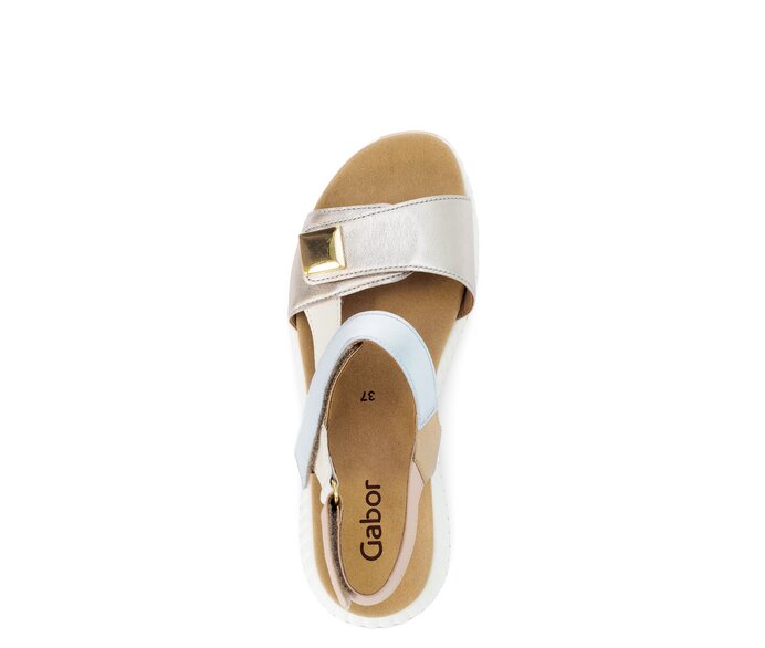 Gabor Riemchensandale Gold - Materialmix Leder