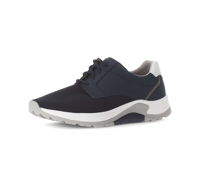 Gabor Rollingsoft Sneaker Low Blau - Materialmix Leder/Textil
