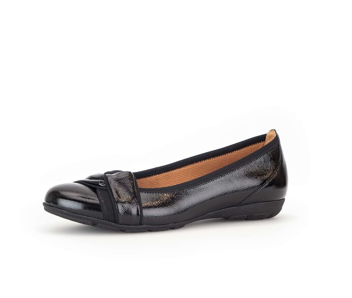 Gabor Sportliche Ballerina Schwarz - Lackleder
