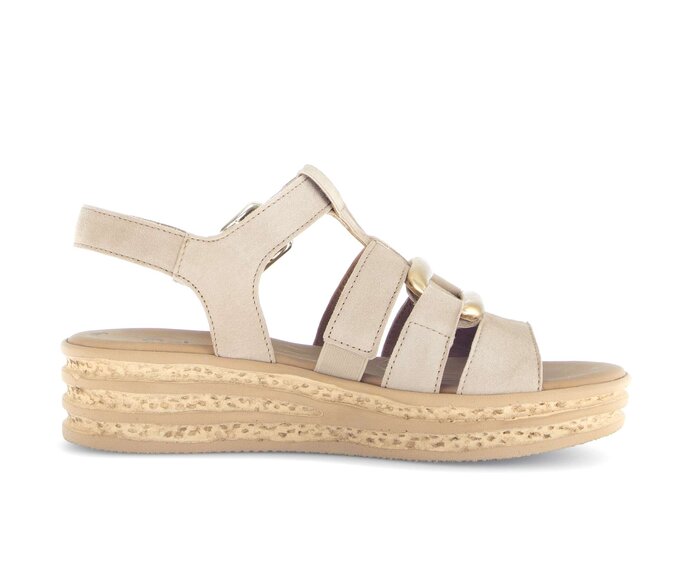 Gabor Plateau Sandale Beige - Materialmix Leder/Lederimitat