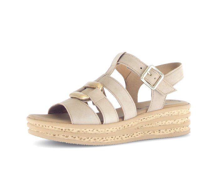 Gabor Plateau Sandale Beige - Materialmix Leder/Lederimitat