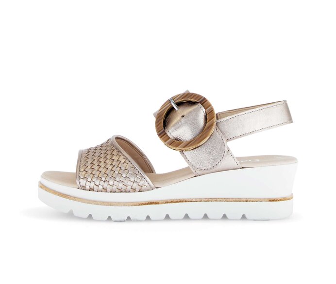 Gabor Plateau Sandale Gold - Effektleder