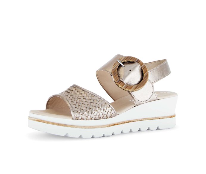 Gabor Plateau Sandale Gold - Effektleder
